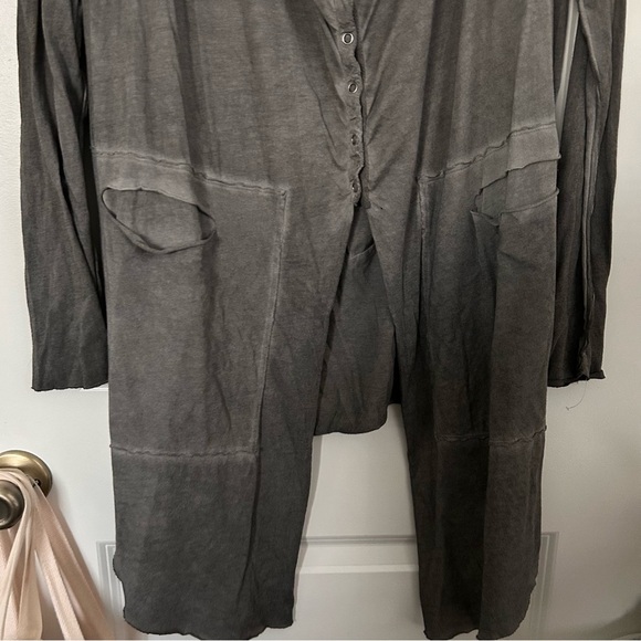 Pete+Greta Johnny Was draped comfy charcoal lightweight cotton cardigan snap - Picture 5 of 8